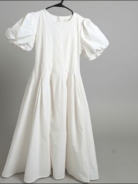Anthropologie Eri & Ali White Puff Sleeve Midi Dress